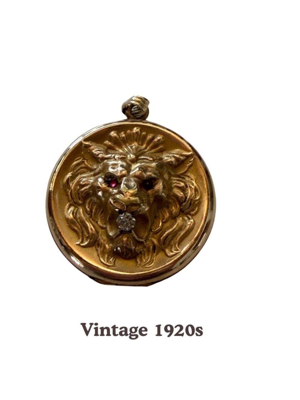 Vintage 14k Gold Filled Lion Head Locket Pendant Estate Statement Piece